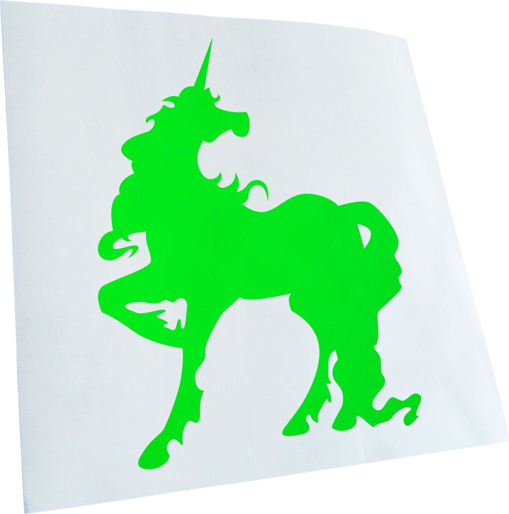 Kiwistar - Autoaufkleber - neongrün - 40 x 29 cm - Einhorn - Heckscheibenaufkleber - Aufkleber für Auto Kfz Fahrrad, LKW, Truck Mofa