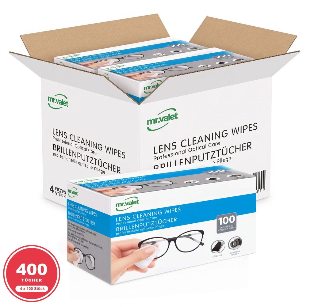 MR.VALET Optical Wipes Brillenputztücher 4 x 100 Stück, Produktbild 