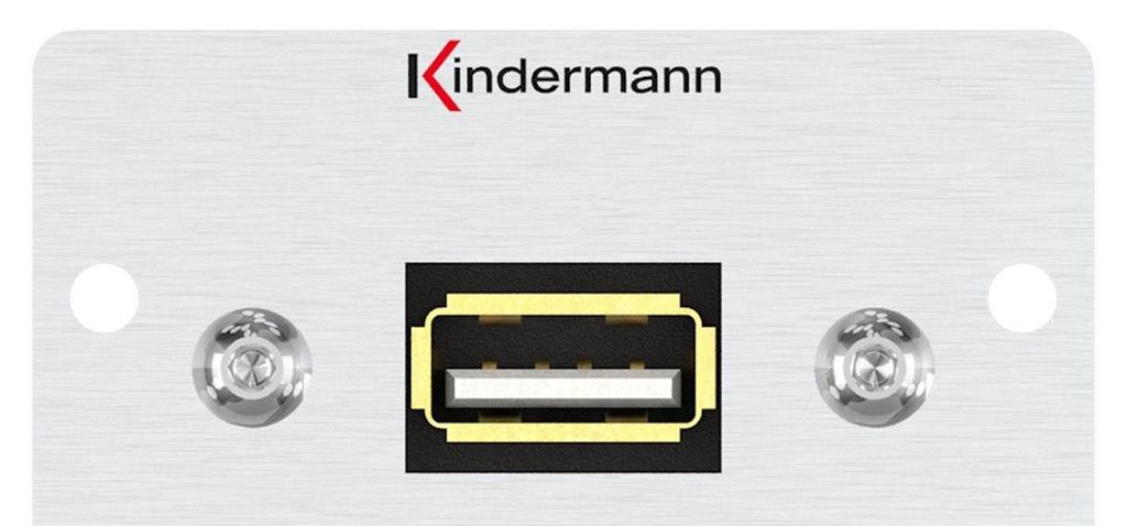 KIND Konnect 50 alu - USB 2.0 7444000522 USB-A Blende 1/2 50x50 mit Kabelpeitsche