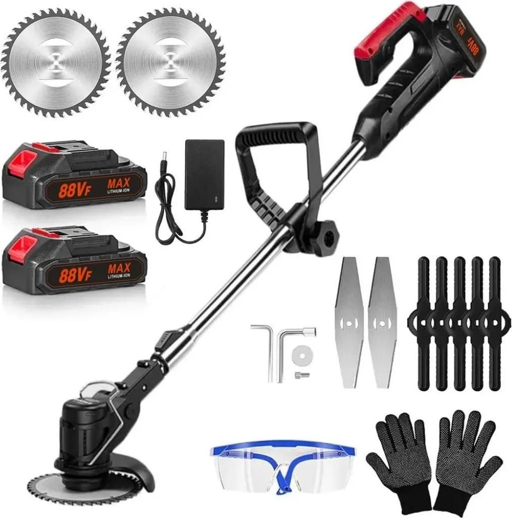 A collection of gardening tools and accessories laid out on a white background.