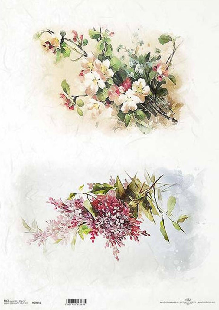 ITD Reispapier Decoupage Bastelpapier, A3 R0815L Kirschblüten, lila Blüten