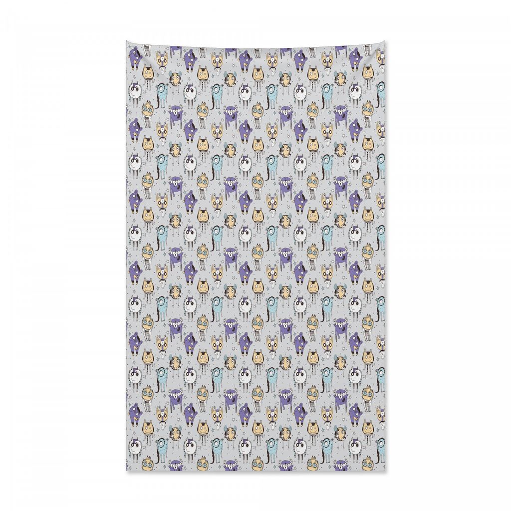 Abakuhaus Ausländer Wandteppich und Tagesdecke, Schöne Hand gezeichnete Monster aus Weiches Mikrofaser Stoff Kein Verblassen Klare Farben Waschba...