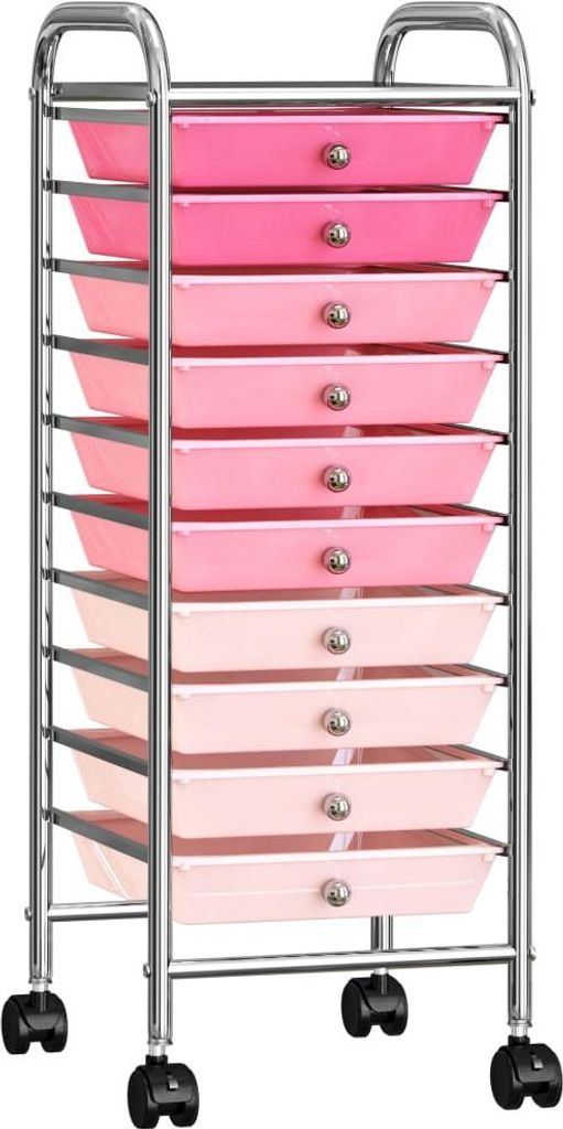 vidaXL Zásuvkový vozík s 10 zásuvkami Ombre Pink Plastic Obrázek produktu 