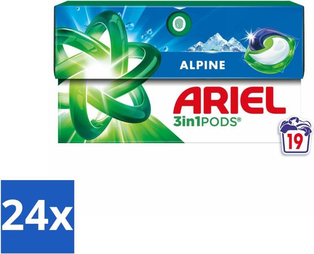 Ariel - 3-in-1 Waschmittelkapseln - Alpine - 19 Kapseln - Vorteilspack - 24 Stücke
