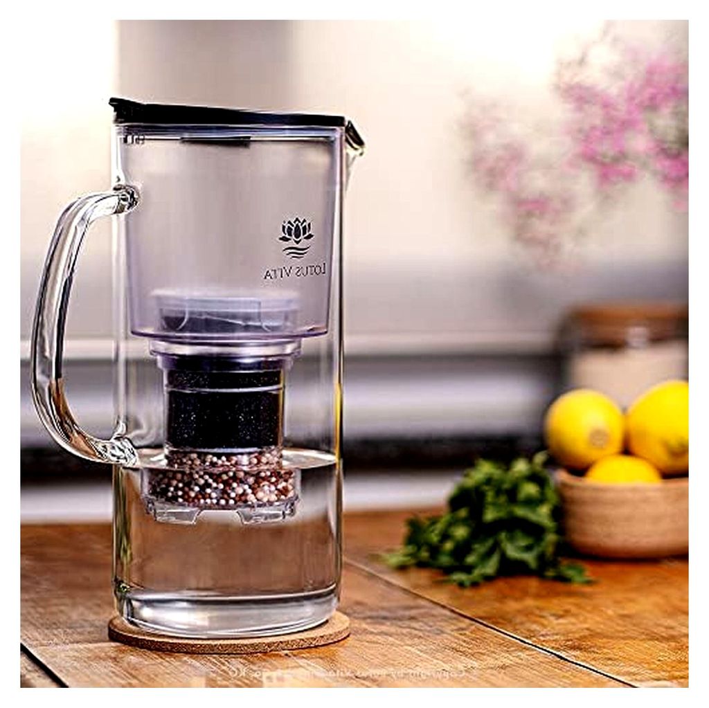 TOYA Glas-Filterkanne Natura Plus - Wasser Karaffe mit Kartusche zur Reduzierung von Kalk, Chlor und Blei durch Aktivkohle-Ionentauscher, BPA-frei,...