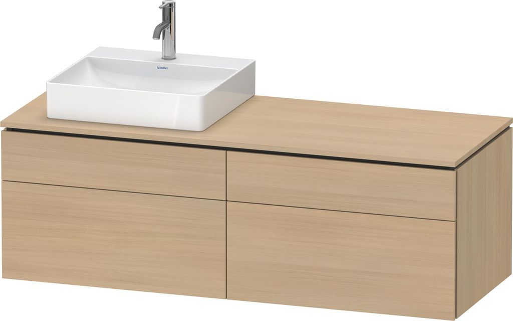 Duravit L-Cube Konsolenwaschtischunterbau wandhängend, inklusive Konsolenplatte, 4 Auszüge, Becken links, 1420x482x550mm, LC4870L71710000