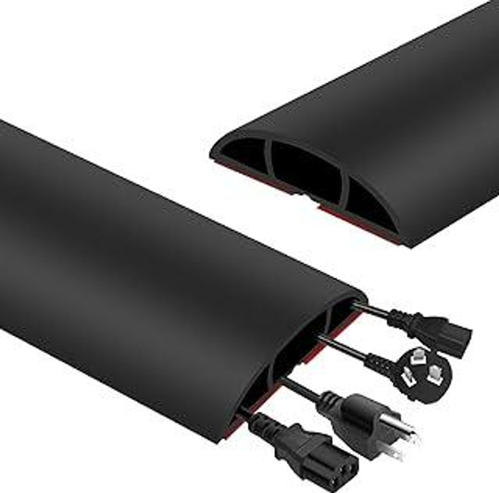 Adiwo Boden Kabelbrücke, 2 Meter Kabelkanal Mit 3 Kabelkan?le Bodenkabelschutz Boden Kabelkanal, PVC-Kabelschutz schützt Kabel verhindert Stolper...