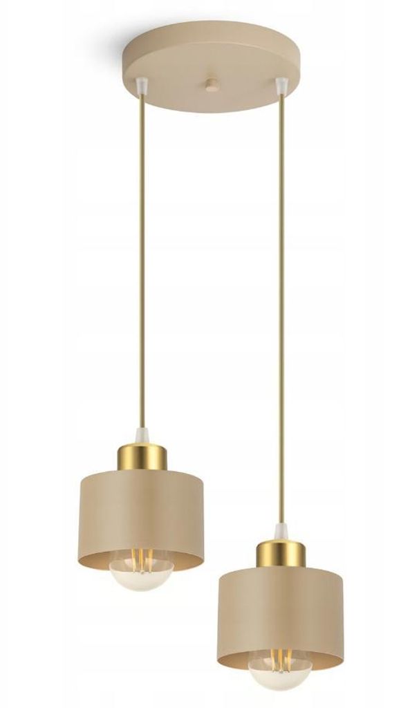 LUXOLAR - LED Pendelleuchte 2-flammig Beige E27 60W - Hängelampe Schlafzimmer, Küche über Esstisch Wohnzimmer modern