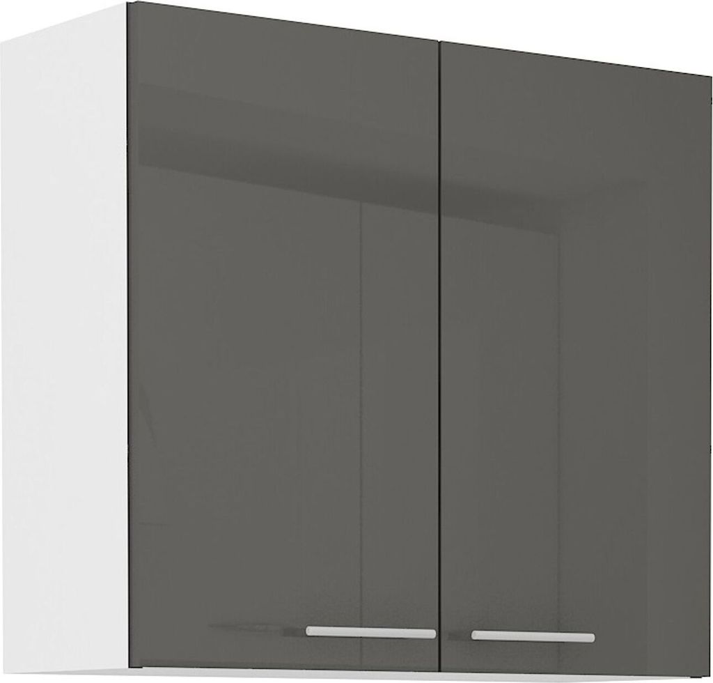 Küche Hängeschrank 80 Lara Grau Hochglanz + Weiss matt Produktbild 