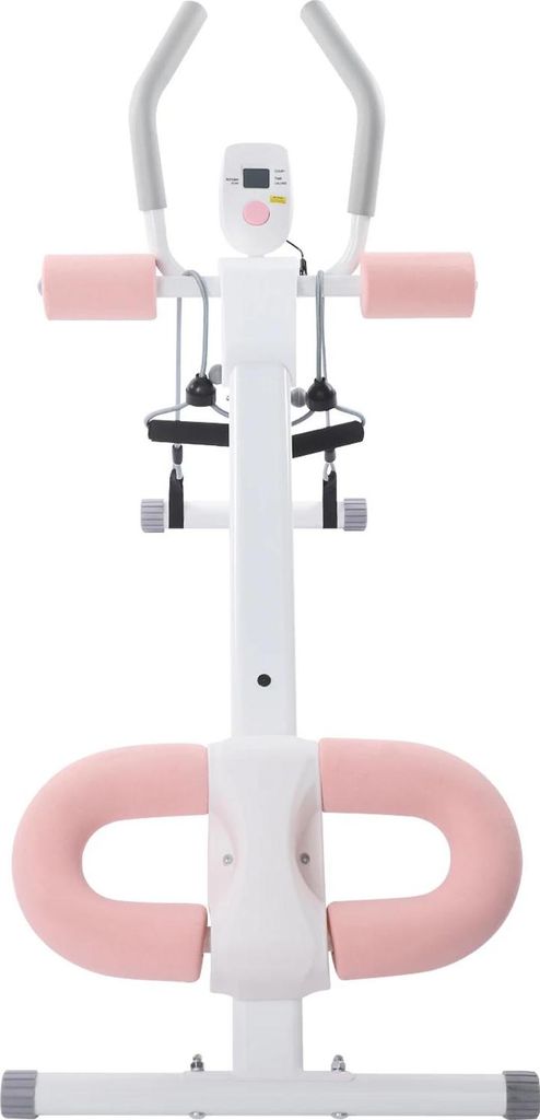 Bauchtrainer für Zuhause - Ab-Maschine - Klappbar - Verstellbar - Mit Widerstandsbändern - LCD-Display - Für Krafttraining - Pink