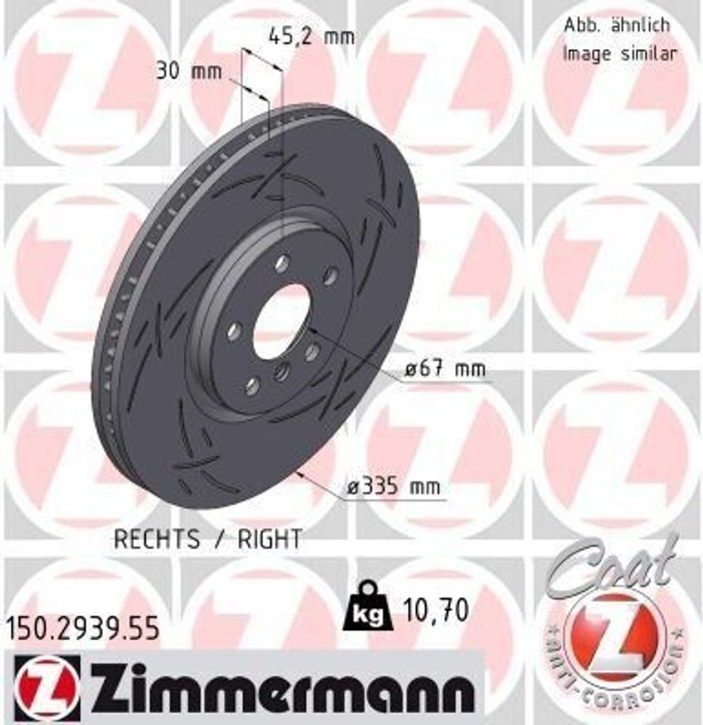 ZIMMERMANN Bremsscheibe Vorne Rechts für BMW X1 (U11) 335mm 150.2939.55