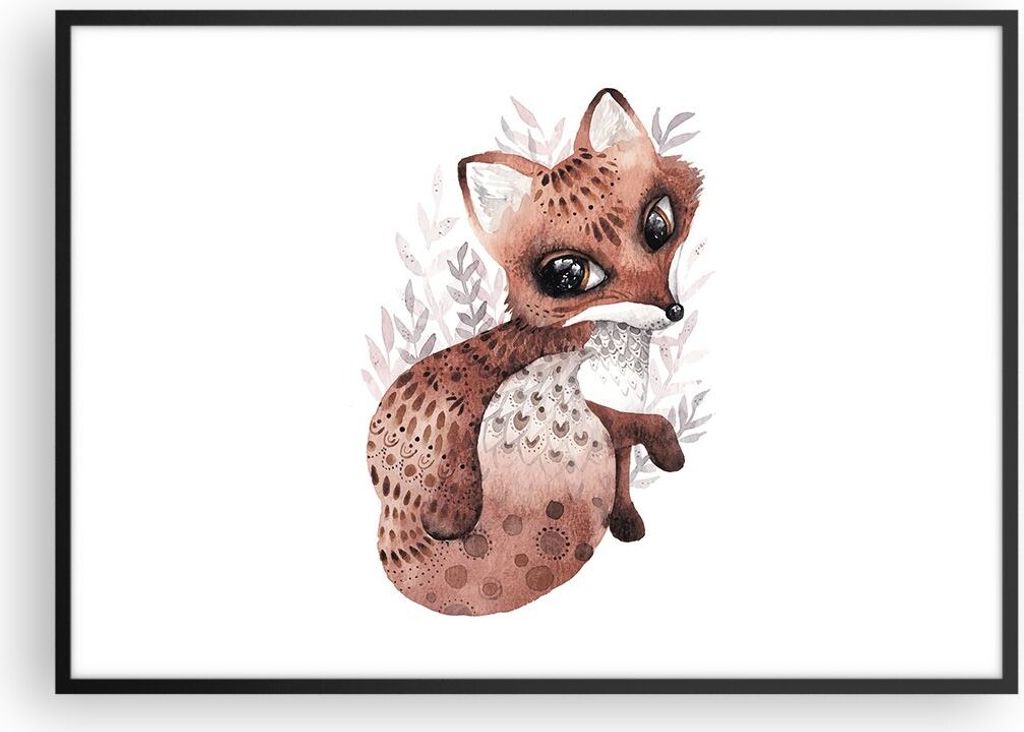 Gerahmtes Poster - Schwarzer Rahmen - Fuchs November Tier - 100x70 cm - Wand Bild - Wanddeko - Wandbilder - Kunstposter - Wandposter - Bilderrahmen...