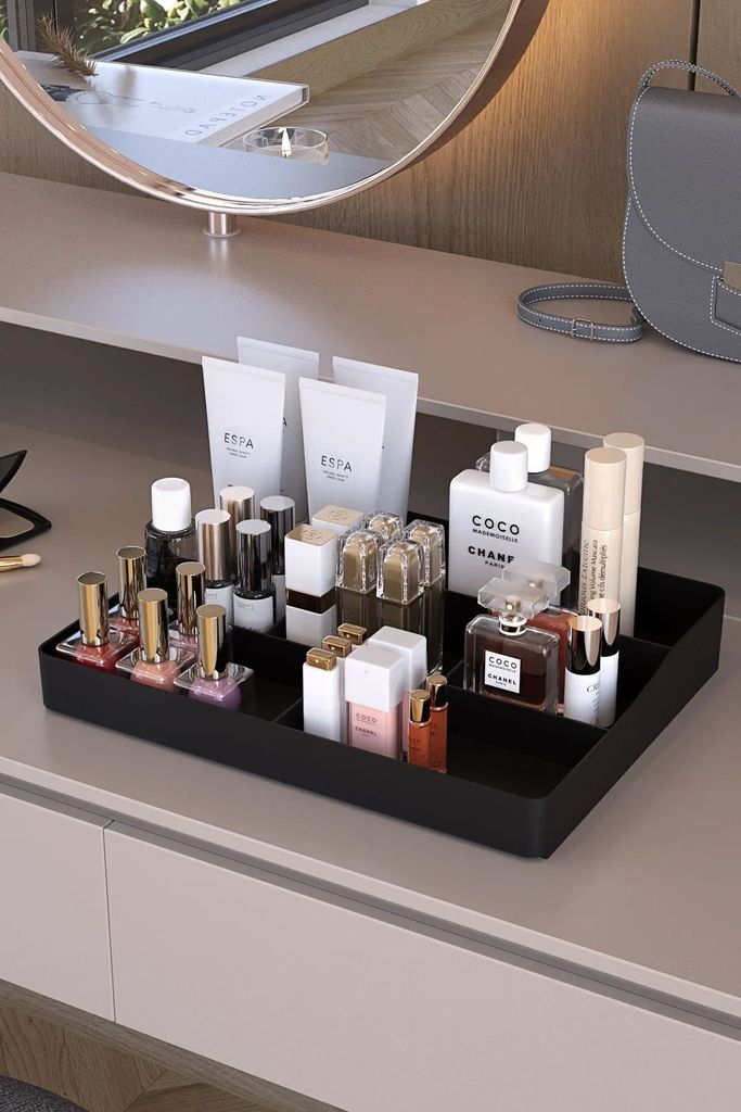 Evila Originals, London - Black, Make-up-Organizer, Schwarz, 100 % KUNSTSTOFF, 29 x 22,5 x 3,5 cm