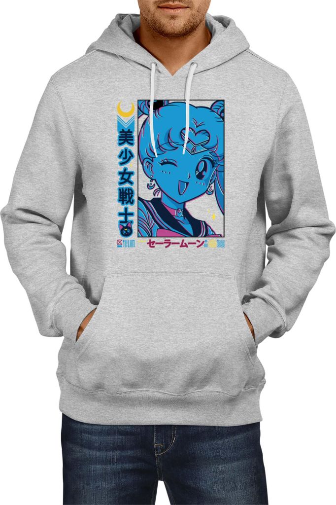 Herren Kapuzenpullover Japan Manga Anime Comics Animation Sailor Anime Manga Moon 11, Man 2XL / Grau