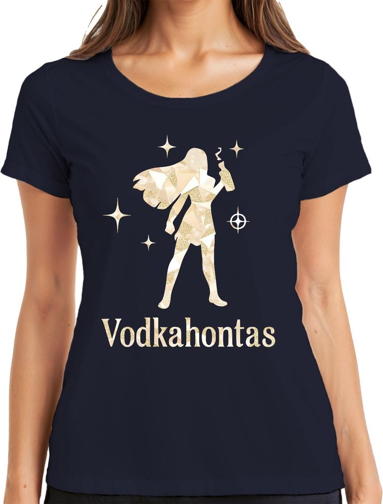 Vodkahontas Witzig Mädelsabend JGA Cocktail Party Spruch Frauen Damen T-Shirt, Navy, M