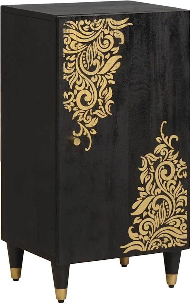 Sideboard mit Regal Schwarz 40 x 33 x 75 cm Massivholz Mango