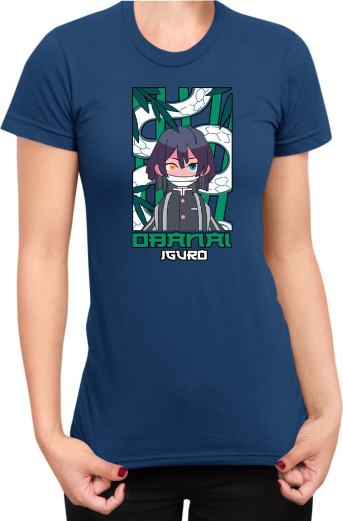 Damen T-Shirt Japan Anime Manga Demon Anime Slayer Obanai Iguro Hashira, Lady XS / Dunkelblau