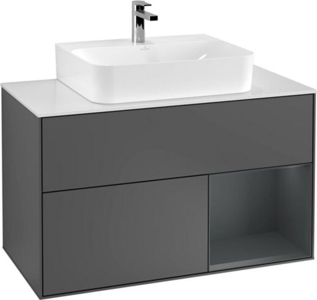 V&B Waschtischunterschrank Wandbeleuchtung Finion 100, Pl w m, Rg r md b m Lac, Anthrac. m