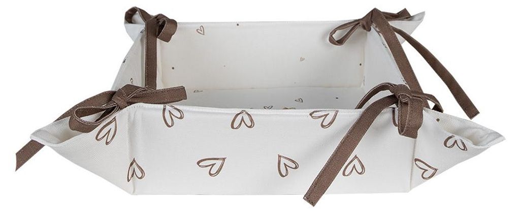 Clayre & Eef Brotkorb 35x35x8 cm Weiß Braun Baumwolle Kaninchen