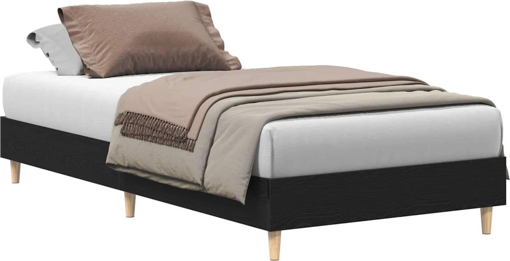 vidaXL Bettrahmen Schwarz Eichen-Optik 203 x 101 x 25 cm Holzwerkstoff