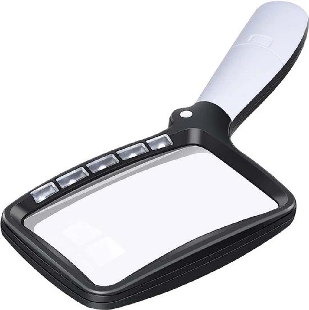 Loupe rectangulaire éclairante 5 LED à intensité variable pour seniors