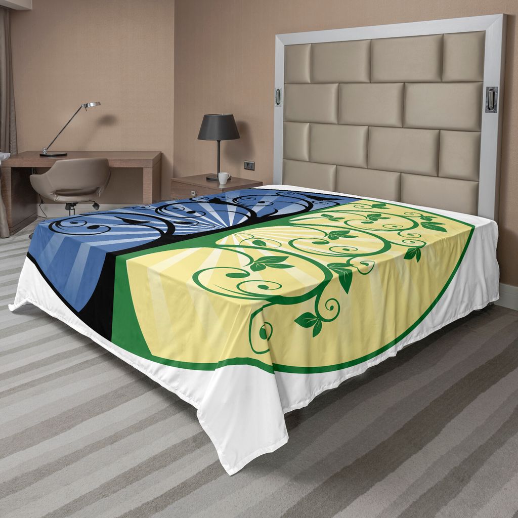 ABAKUHAUS Baum des Lebens Bettlaken, Yin Yang Life And Death Baum In Verschiedenen Farben Mit Vogel Silhouetten, weiches bequemes oberes Bettlaken ...