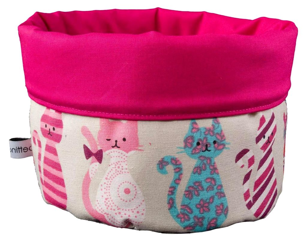 Stoffkörbchen Katzen pink bunt - Brotkorb Utensilo Aufbewahrung
