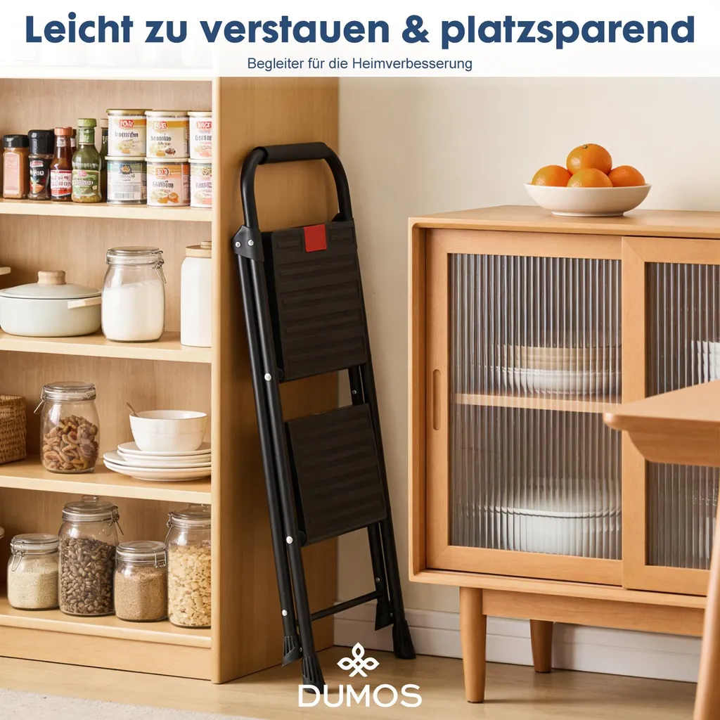 Marchepied robuste et durable 2 marches, échelle pliable avec sécurité renforcée