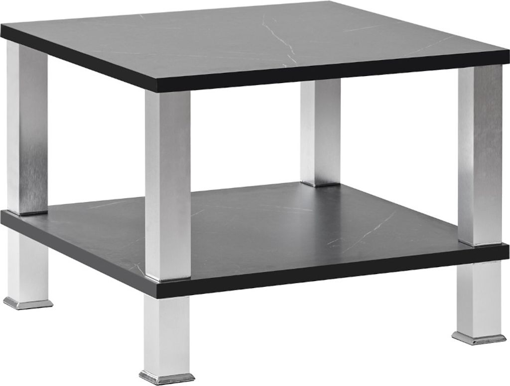 HOOZ Couchtisch mit Ablage 65x65cm - Marmor-Optik schwarz - 43cm hoch
