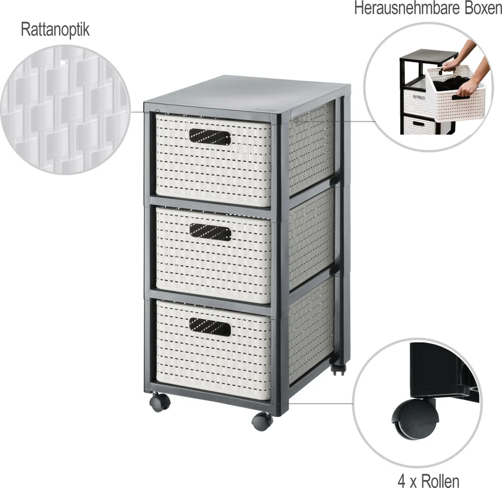 Organizzatore Rotho Country Cappuccino | Design Rattan per Bagno e Casa - 7