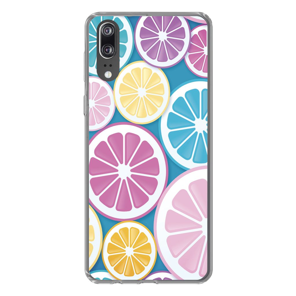MuchoWow Handyhülle Schutzhülle Hülle für Huawei P20 Obst - Grapefruit - Tropisch Silikon Softcase Handy Hülle - Hardcover - Geburtstag Teen...