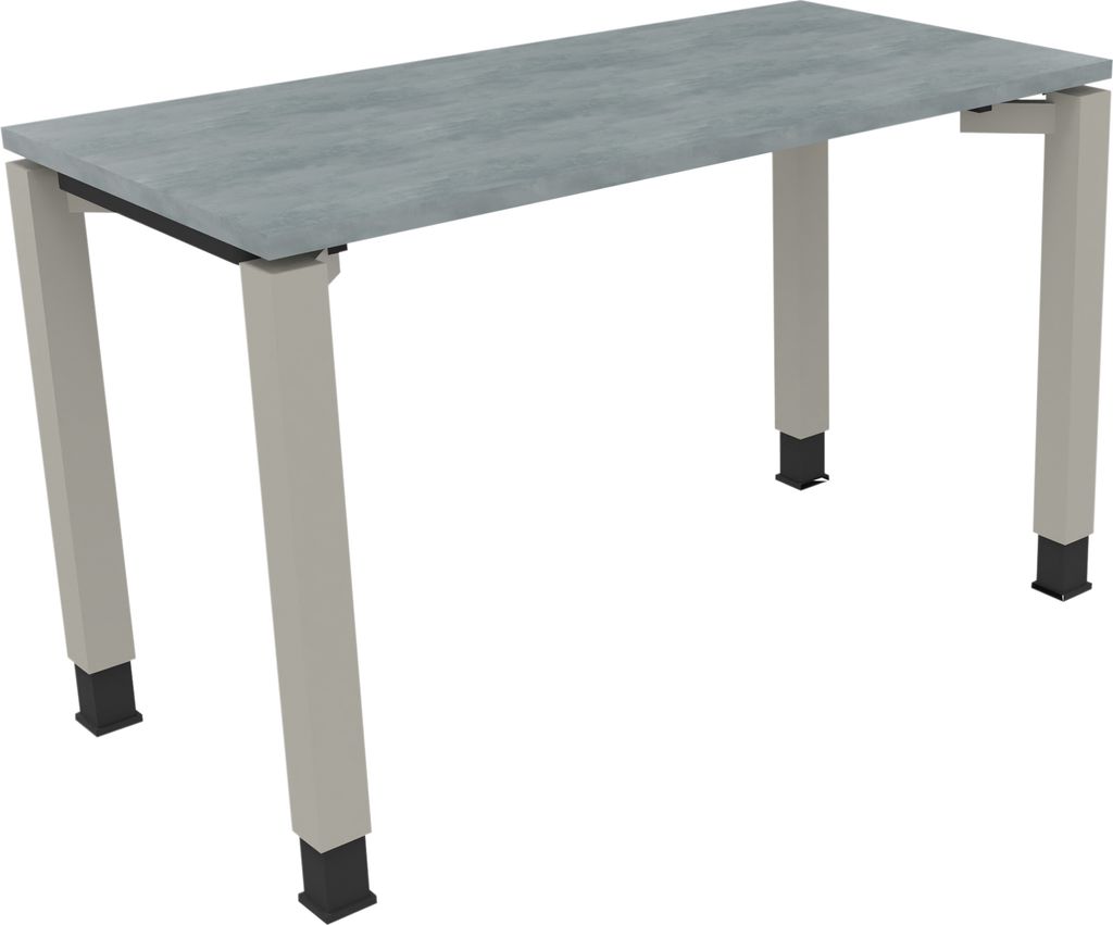 Schreibtisch Vierfuß Quadratrohr B1200xT600xH680-820 si/Beton hell