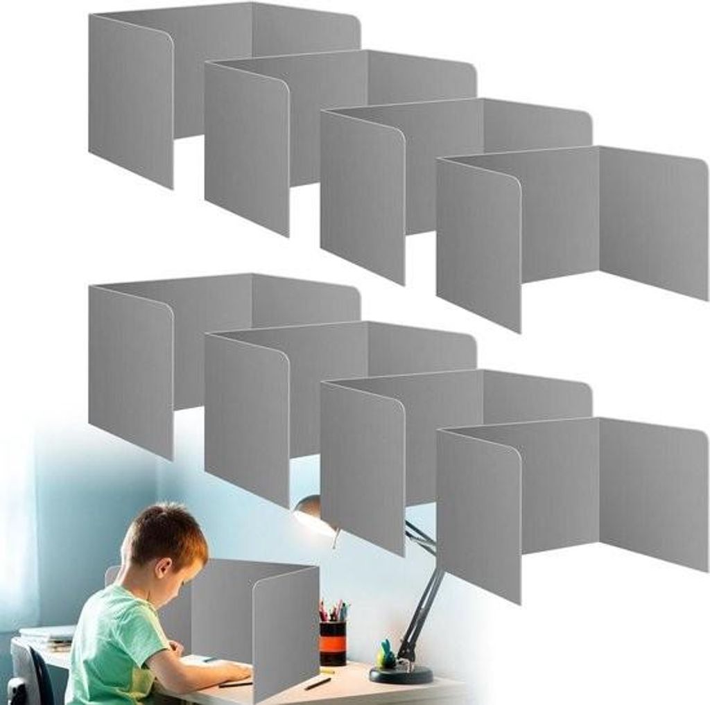 - 8-teiliger tragbarer Schreibtisch-Trennwand-Sichtschutz, U-förmige Schutzabdeckung – zusammenklappbare multifunktionale Schreibtisch-Trennwand
