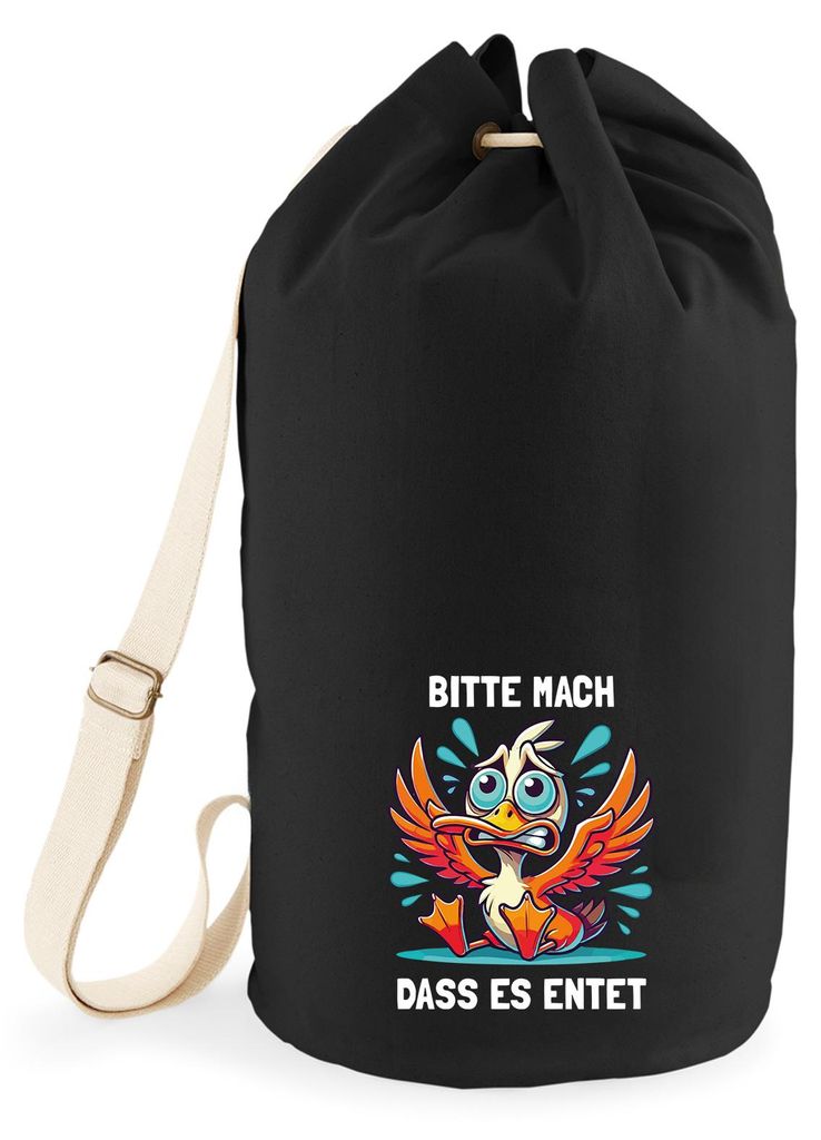 Huuraa Seesack Bitte mach dass es entet Ente Meme 20 Liter Black Baumwolle Rucksack Geschenkidee