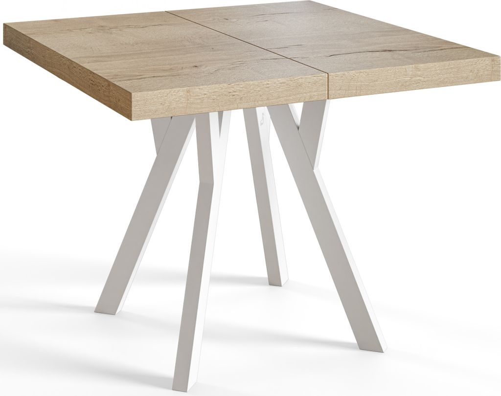 AlpiMeble Quadratischer Esstisch Ausziehbar, Tisch mit Holzbeinen, stabile Konstruktion, Größe: 100-200 cm, Halifax, Kollektion Rico