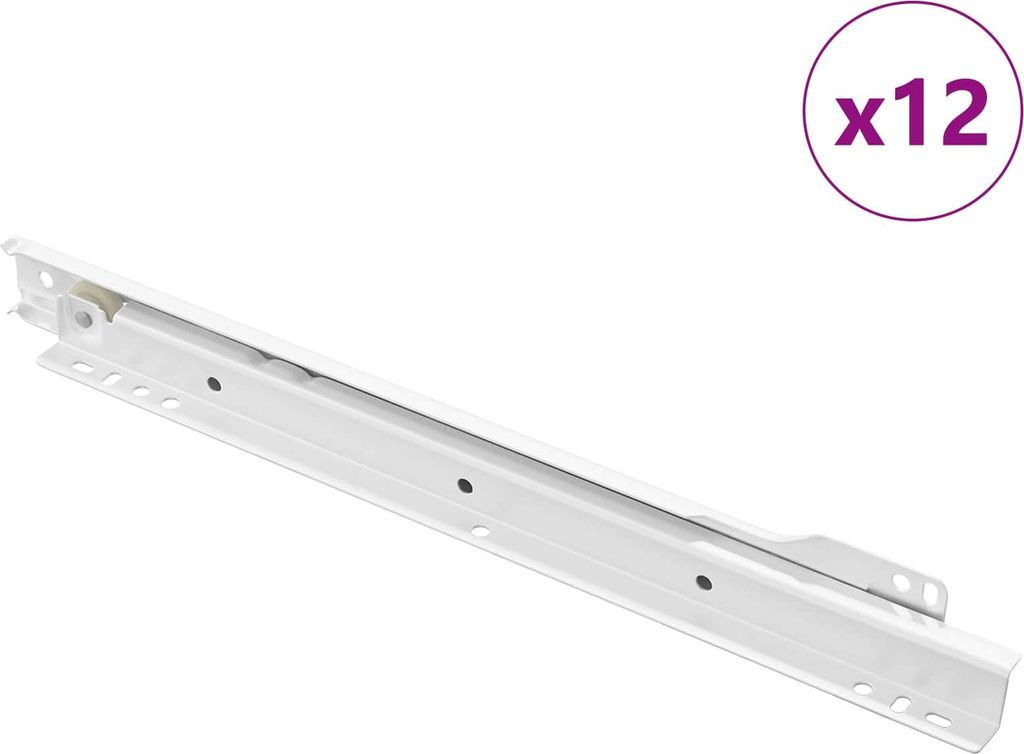 vidaXL Schubladenschiene 12 pcs Weiß 300 mm Stahl