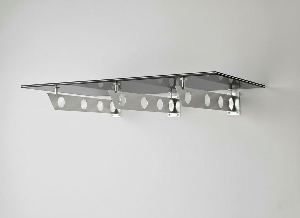 Glaszentrum Hagen 230x90 cm Glasvordach Grau V2A-S