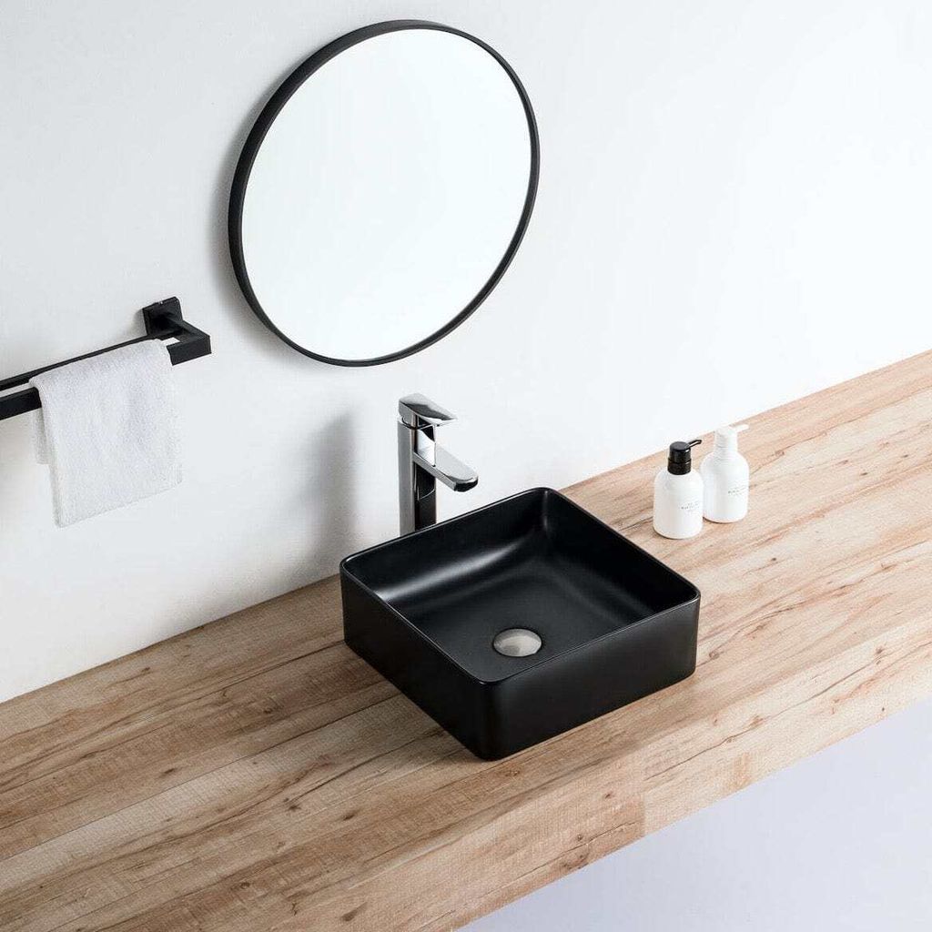 Aufsatzwaschbecken aus glasierter Keramik RIVA 365 cm schwarz matt