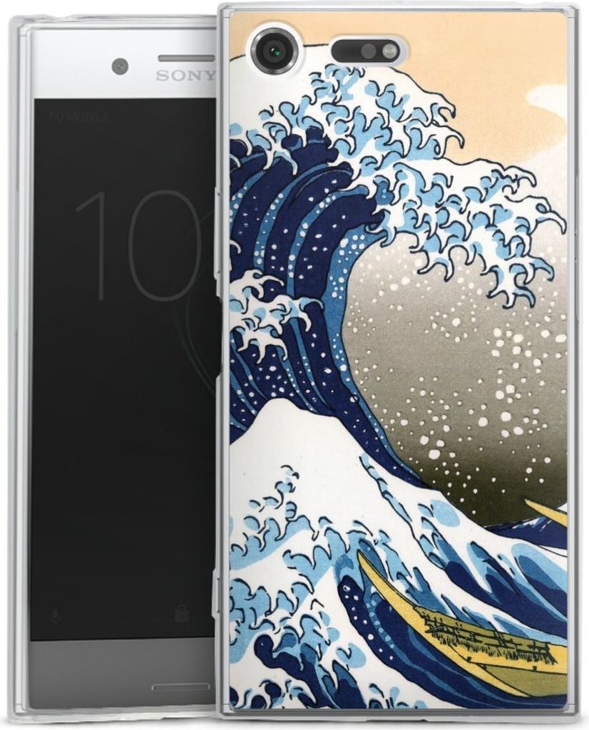 DeinDesign Slim Hülle für Sony Xperia XZ Premium Silikon Case Ultra Dünn Handyhülle Katsushika Hokusai Kunst Die große Welle vor Kanagawa