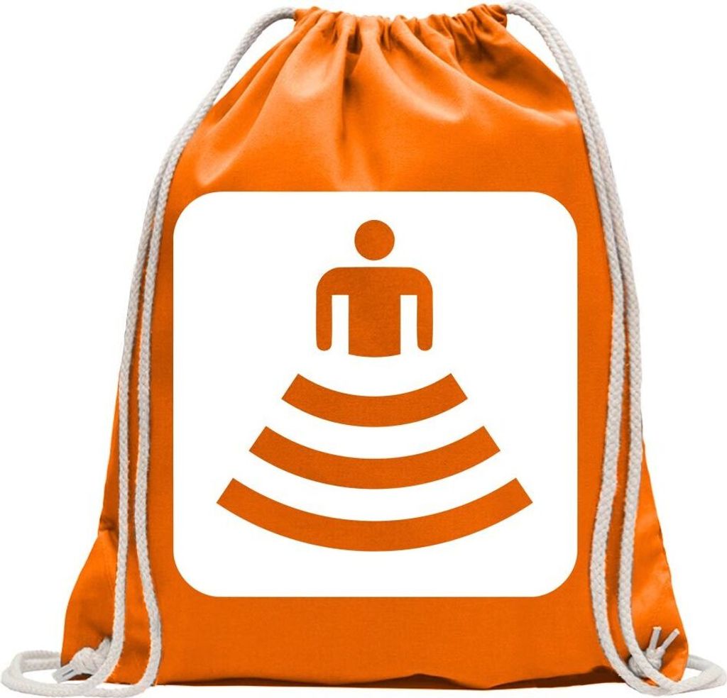 Kiwistar - Turnbeutel - mandarin - W-Lan Verbindung Piktogramme - Fun Rucksack Sport Beutel Gymsack Baumwolle mit Ziehgurt