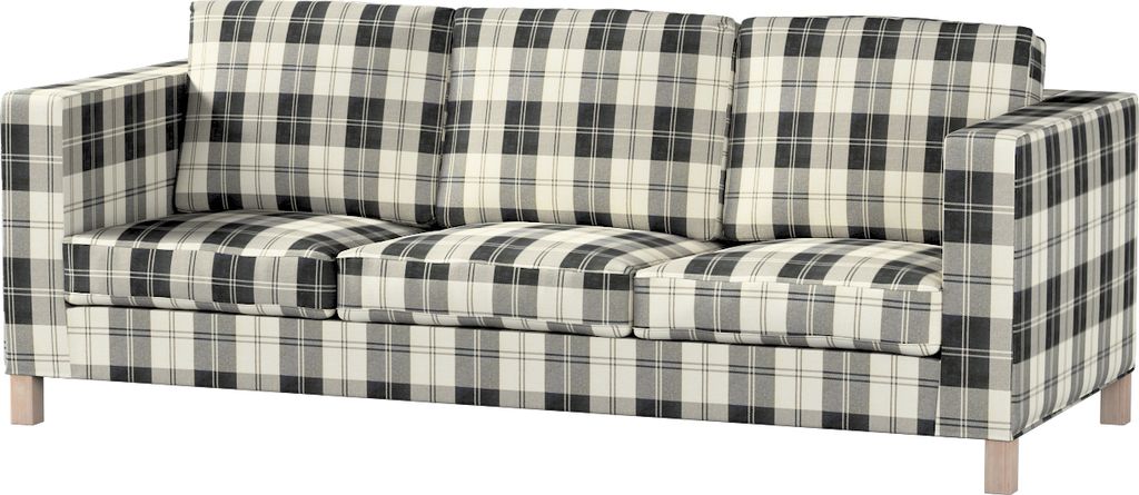 Dekoria Bezug für Karlanda 3-Sitzer Sofa nicht ausklappbar, kurz, schwarz- weiss, Bezug für Karlanda 3-Sitzer, kurz