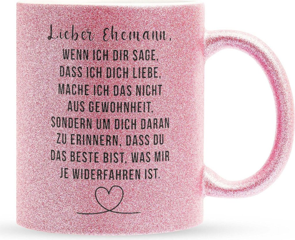 22Feels Glitzertasse Pink Ehemann Geschenk Erster Hochzeitstag Kaffeetasse Männer Hochzeitsjubiläum Ehepartner Valentinstag für Ihn Weihnachten ...