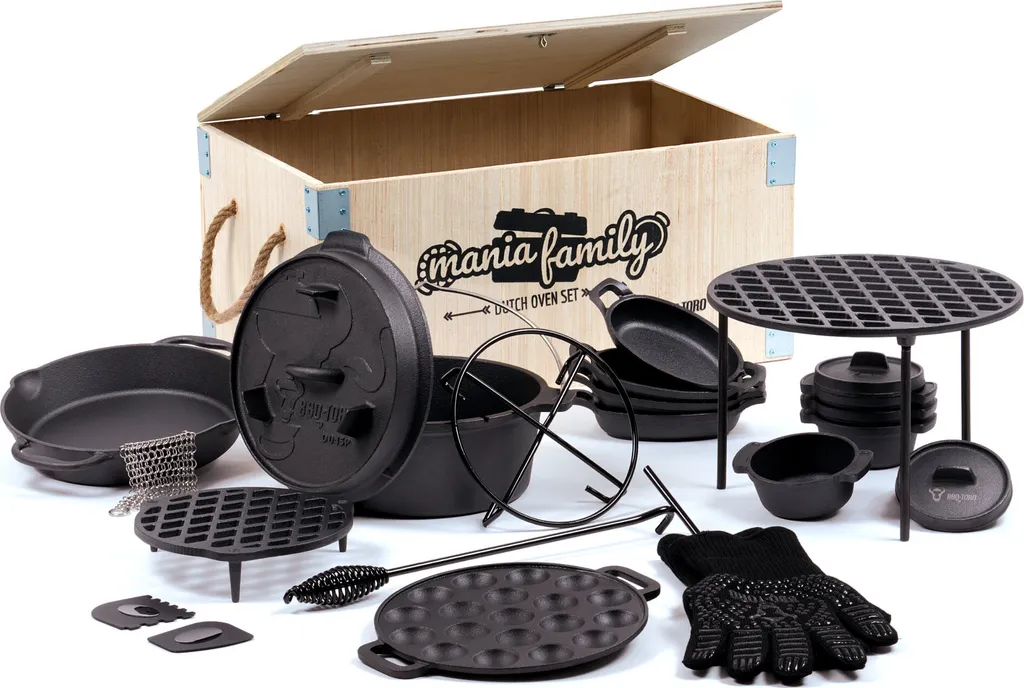 Cuisinez Partout avec le Set Dutch Oven 19 Pièces - Fonte Déjà Culottée
