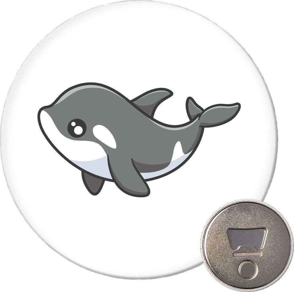 Huuraa Magnet Orka Killerwal 59mm Kühlschrankmagnet rund Flaschenöffner Geschenkidee