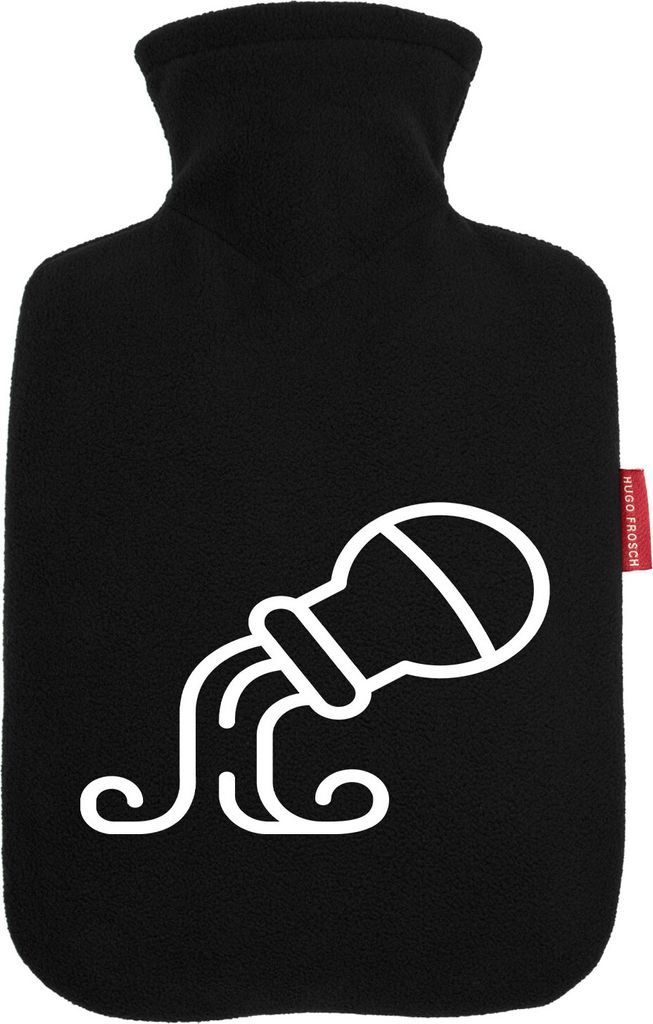Huuraa Wärmflasche Wassermann Sternzeichen Symbol 1,8 Liter Black Classic Veloursbezug Bettflasche Geschenkidee