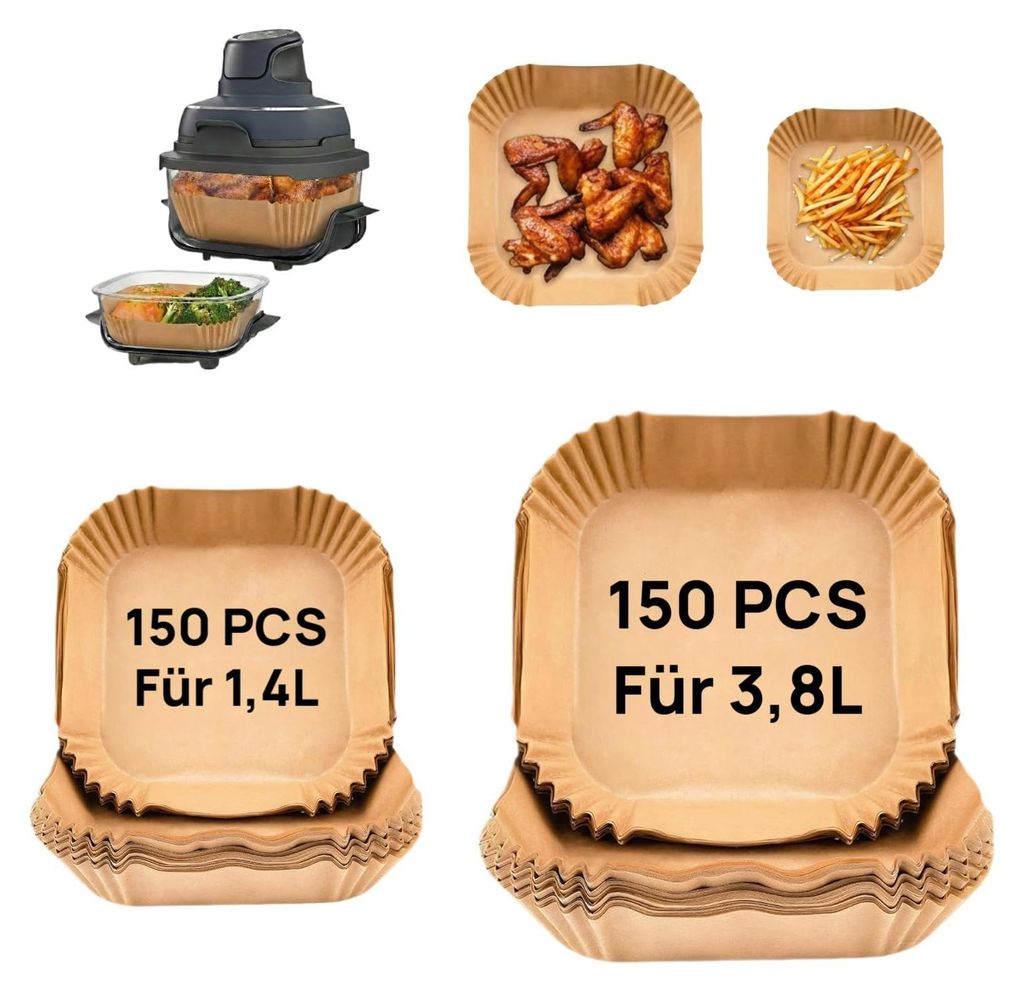 300 Blatt Backpapier für die tragbare Ninja CRISPi Heißluftfritteuse, Backpapier für die Ninja CRISPi 3,8-Liter-Heißluftfritteuse, Zubehör fü...
