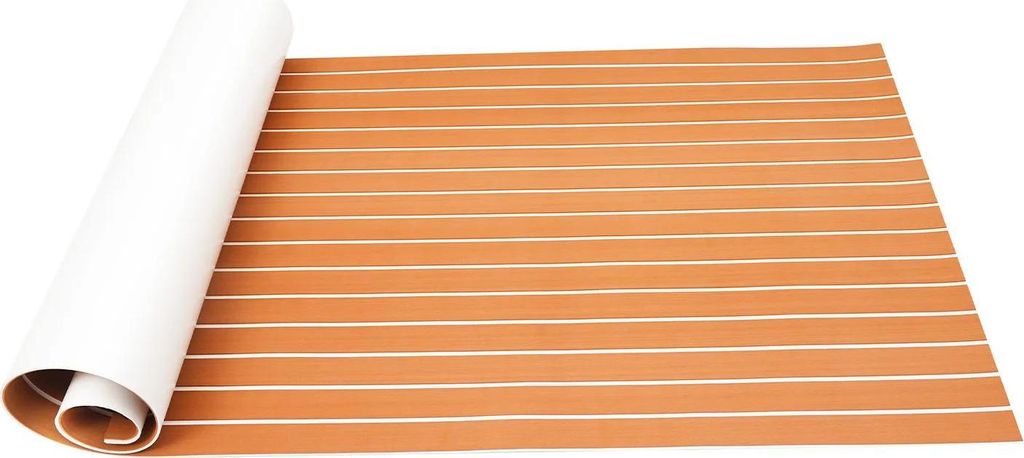 EVA-Teak Bootsbodenbelag - Selbstklebende Decksmatte - 240 x 90 cm - Rutschfest - Gestreift - Braun