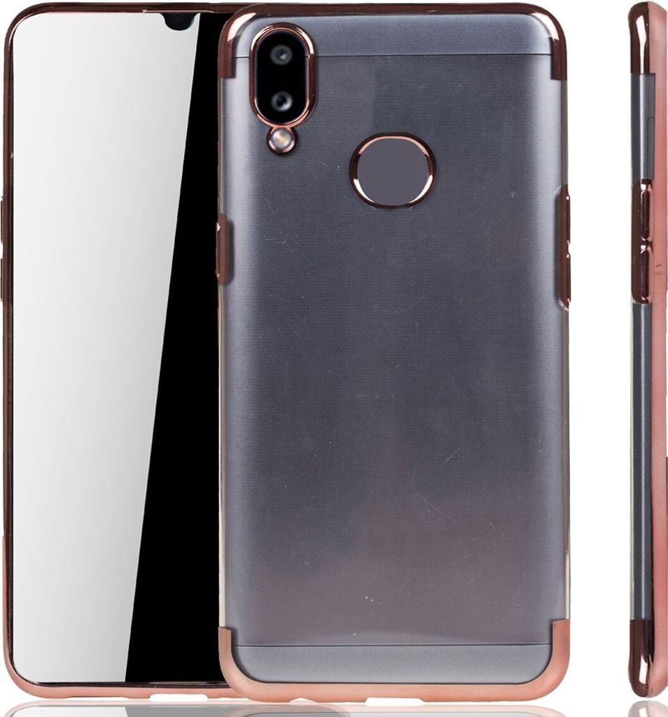 Handyhülle für Samsung Galaxy A10s Rose Pink - Clear - TPU Silikon Case Backcover Schutzhülle in Transparent Rose Pink