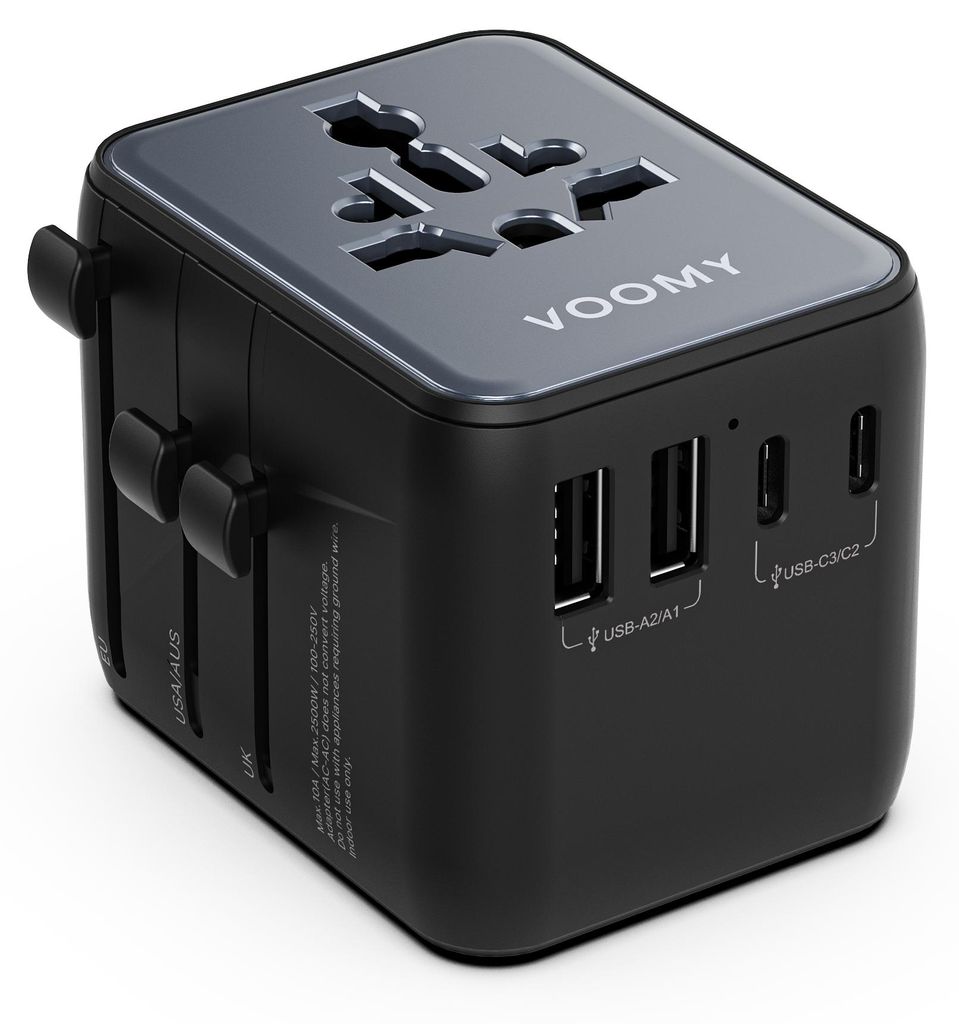 VOOMY Reiseadapter Weltweit 6-in-1 – Für 200+ Länder – Produktbild 