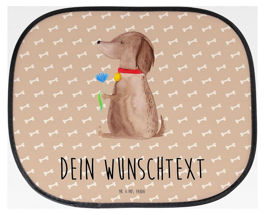 Personalisierbarer Sonnenschutz für das Auto mit Hund und Blume